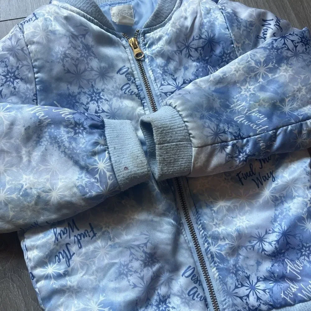 Disney Frozen Outfit Set Blue‎ Coat Jacket + Tutu Skirt Silver Glitter 5-6T